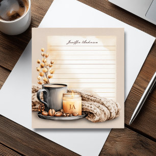 Vintage Cosy time with cup of coffee and candle Notepad