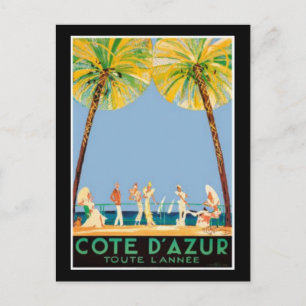 Vintage Cote D’Azur Travel Postcard