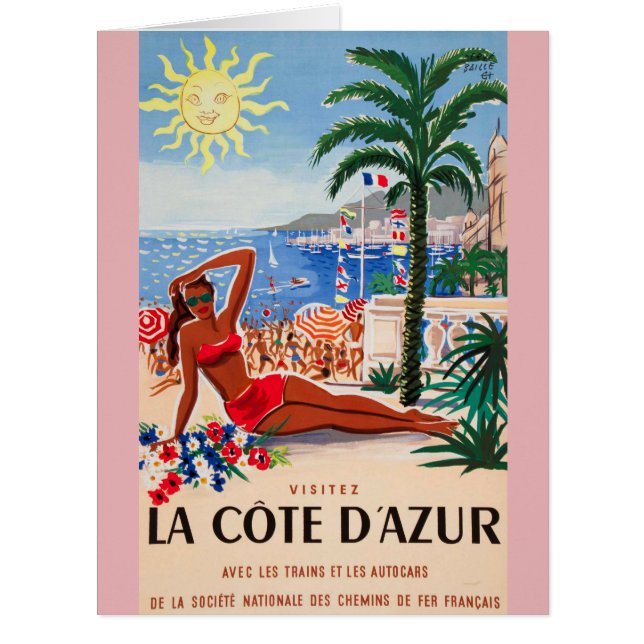 Vintage Cote D'Azur Beach Girl (Front)