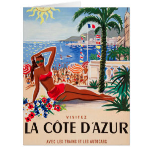 Vintage Cote D'Azur Beach Girl