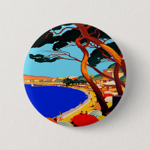 Vintage Cote D'Azur French Travel 6 Cm Round Badge