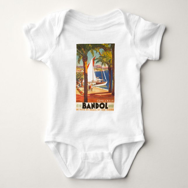 Vintage Cote D'Azur French Travel Baby Bodysuit (Front)