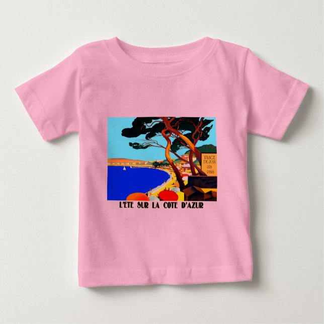 Vintage Cote D'Azur French Travel Baby T-Shirt (Front)