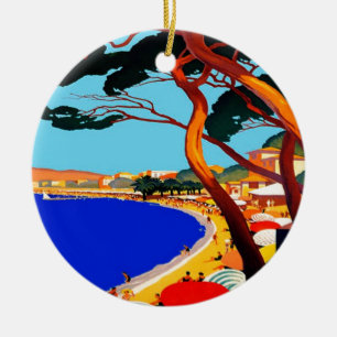 Vintage Cote D'Azur French Travel Ceramic Ornament