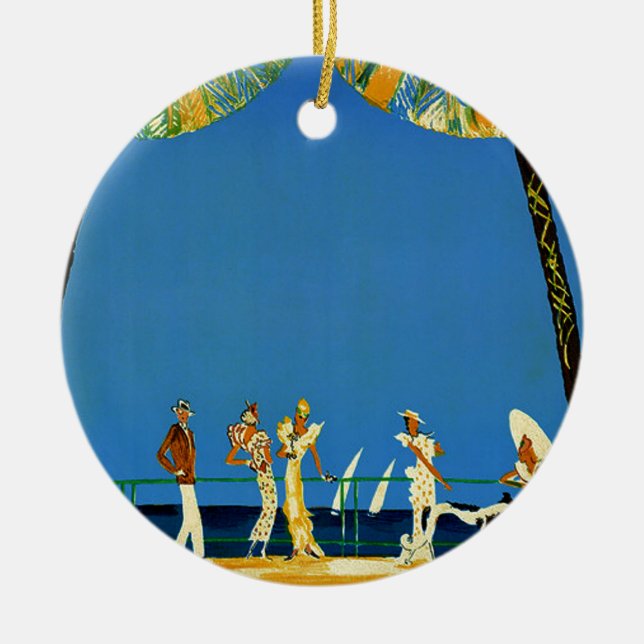 Vintage Cote D'Azur French Travel Ceramic Ornament (Front)