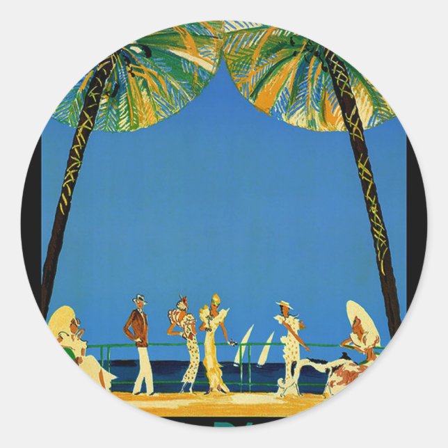 Vintage Cote D'Azur French Travel Classic Round Sticker (Front)
