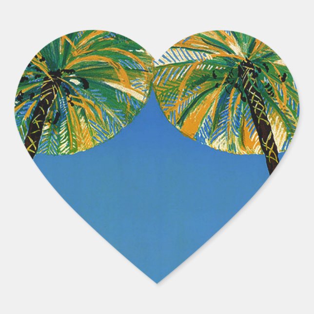 Vintage Cote D'Azur French Travel Heart Sticker (Front)
