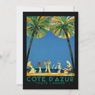 Vintage Cote D'Azur French Travel Holiday Card