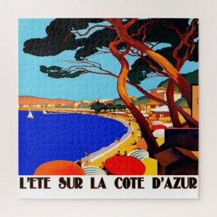 Vintage Cote D'Azur French Travel Illustration Art Jigsaw Puzzle