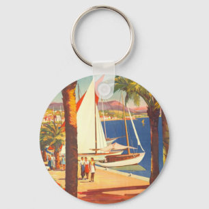 Vintage Cote D'Azur French Travel Key Ring