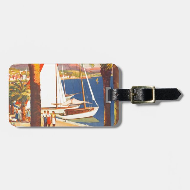 Vintage Cote D'Azur French Travel Luggage Tag (Front Horizontal)