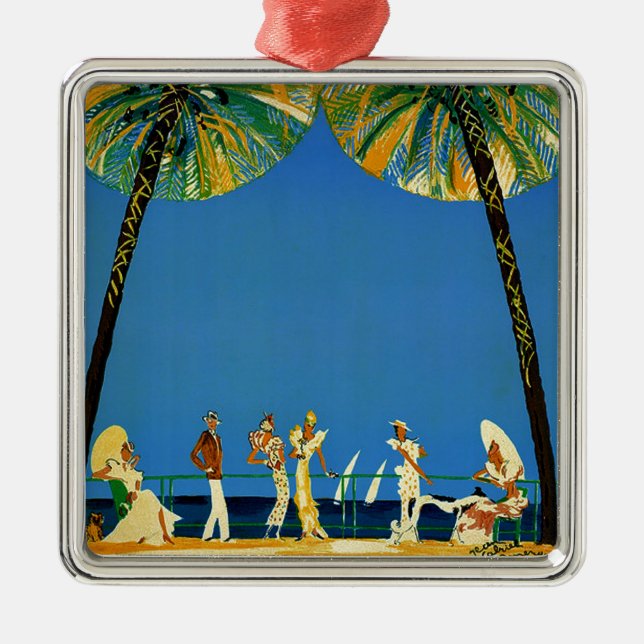 Vintage Cote D'Azur French Travel Ornament (Front)