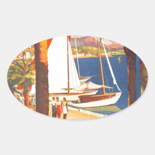 Vintage Cote D'Azur French Travel Oval Sticker