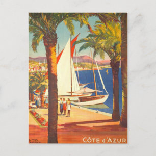 Vintage Cote D'Azur French Travel Postcard