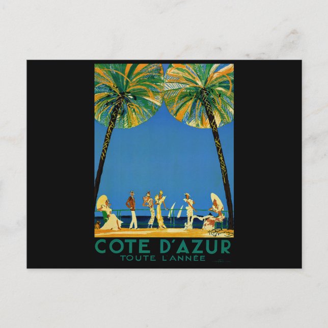 Vintage Cote D'Azur French Travel Postcard (Front)