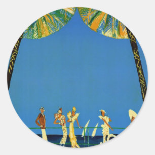 Vintage Cote D'Azur French Travel Round Stickers