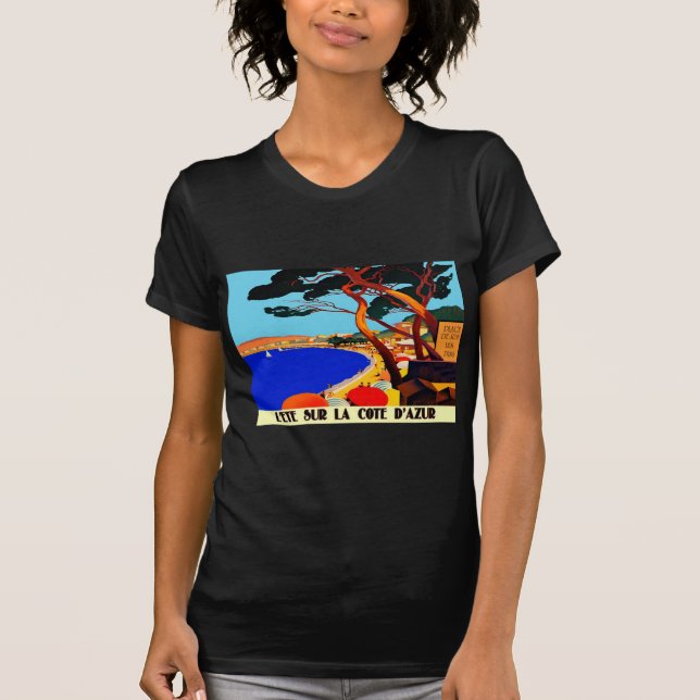 Vintage Cote D'Azur French Travel T-Shirt (Front)