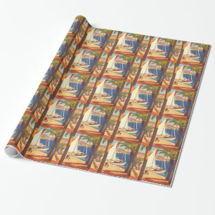 Vintage Cote D'Azur French Travel Wrapping Paper