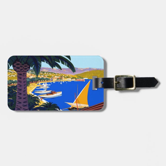 Vintage Cote D'Azur Travel Luggage Tag (Front Horizontal)