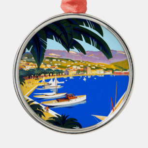 Vintage Cote D'Azur Travel Metal Ornament