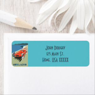 Vintage Cote d'Azur Travel Poster Return Address Label
