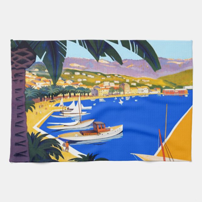 Vintage Cote D'Azur Travel Tea Towel (Horizontal)