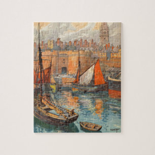 Vintage Cote d'Emeraude Saint Malo Port Tourism Jigsaw Puzzle