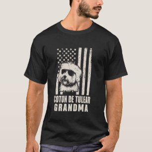 Vintage Coton de Tulear Dog Grandma American Flag T-Shirt