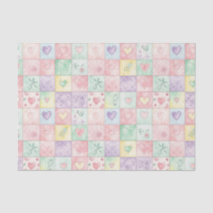 Vintage Cottage Floral Patchwork Gingham Pastel Tissue Paper