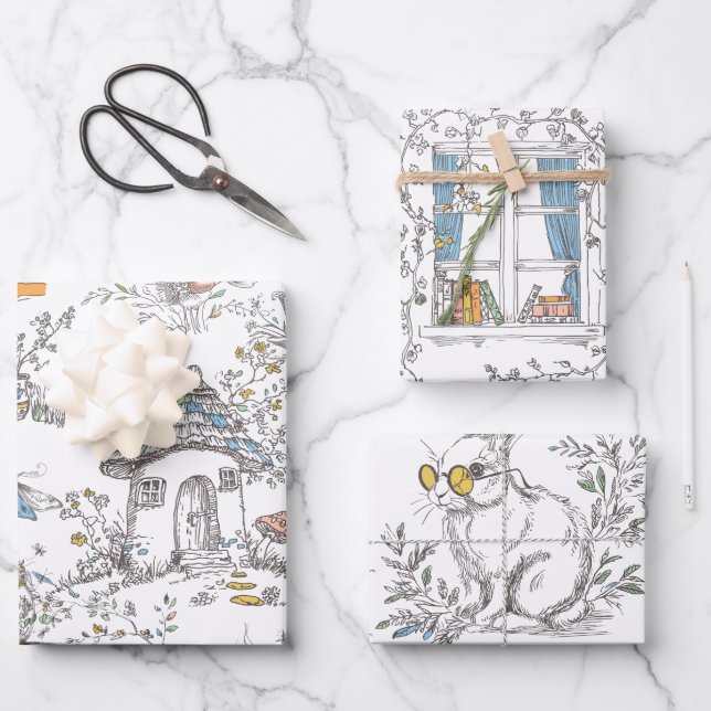 Vintage cottage Forest Wrapping Paper Sheet (Front)
