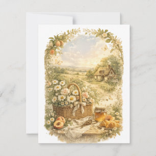 Vintage Cottage Garden Greeting Card Rustic Flor