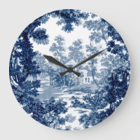 Vintage Cottage Landscape Toile-Blue & White