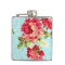 Vintage Cottage Red Rose Floral Flask