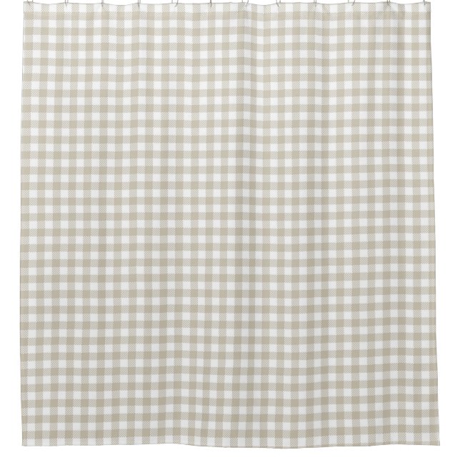 Vintage Cottage Taupe Plaid Shower Curtain (Front)