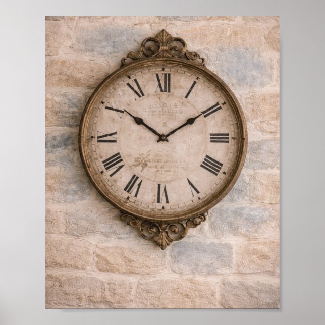 Vintage Cottage Wall Clock Art Print (Front)