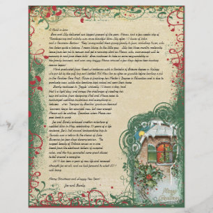 Vintage Cottage Winter Scene Christmas Letter