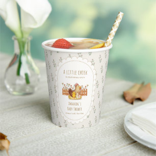 Vintage Cottagecore Chicken Floral Baby Shower Paper Cups