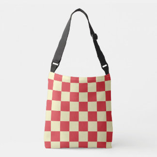 Vintage Cottagecore Cream Red Chequered Crossbody Bag