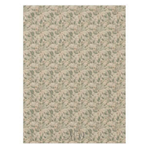 Vintage Cottagecore Floral Botanical Sage Green Tablecloth