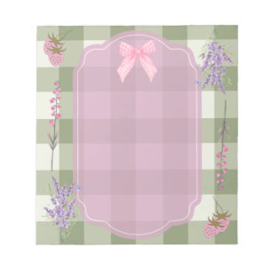 Vintage Cottagecore Floral Gingham Strawberries Notepad