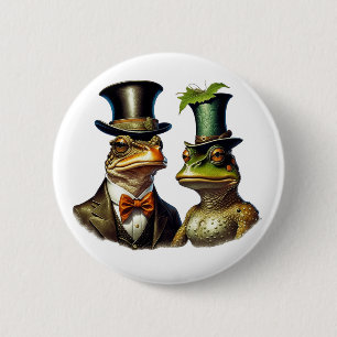 Vintage Cottagecore Funny Victorian Frog Couple 6 Cm Round Badge