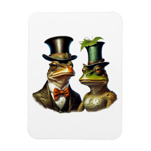 Vintage Cottagecore Funny Victorian Frog Couple Magnet