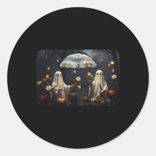 Vintage Cottagecore Halloween Ghosts In The Forest Classic Round Sticker