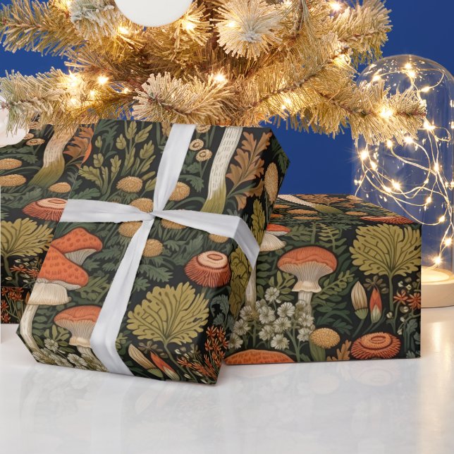 Vintage Cottagecore Mushrooms Wrapping Paper (Holidays)