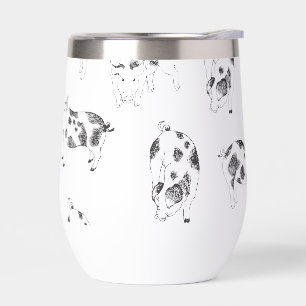 Vintage Cottagecore Pig LineArt Minimalist Pattern