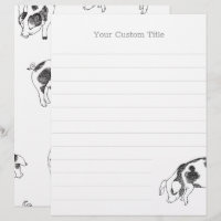 Vintage Cottagecore Pig LineArt Minimalist Pattern