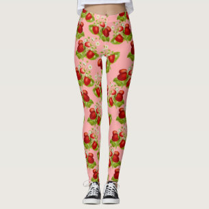 vintage cottagecore strawberries pink strawberry leggings