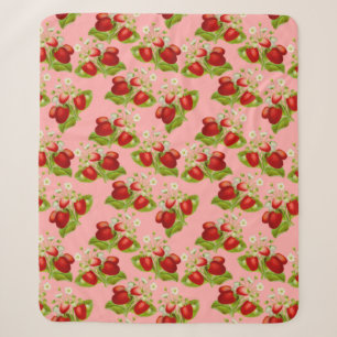 vintage cottagecore strawberries pink strawberry sherpa blanket