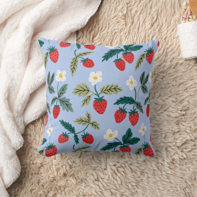 Vintage Cottagecore Strawberry Pattern Cushion (Blanket)