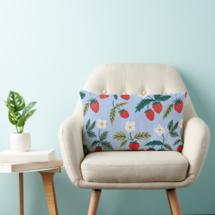 Vintage Cottagecore Strawberry Pattern Lumbar Cushion